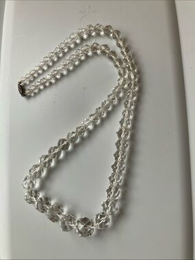 Clear Crystal Beaded Necklace - Transparent